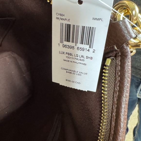 Coach Large Laurel pebbled leather shoulder bag in Maple. New with tags! - Picture 10 of 11